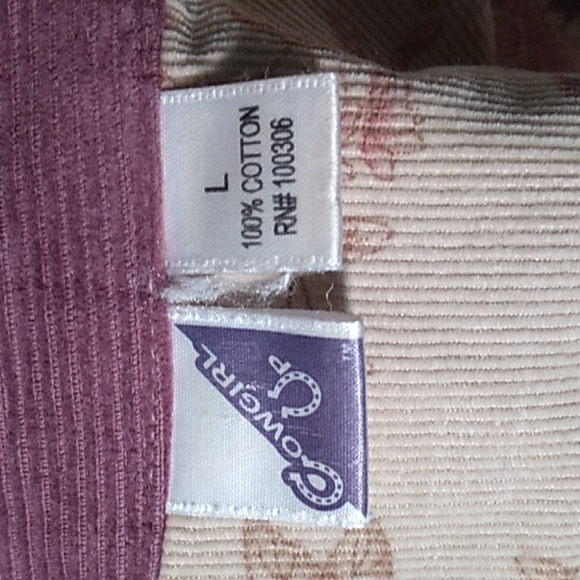 Pretty Floral Soft Courduroy Western Shirt Snap Close Cowgirl Up - Picture 10 of 11